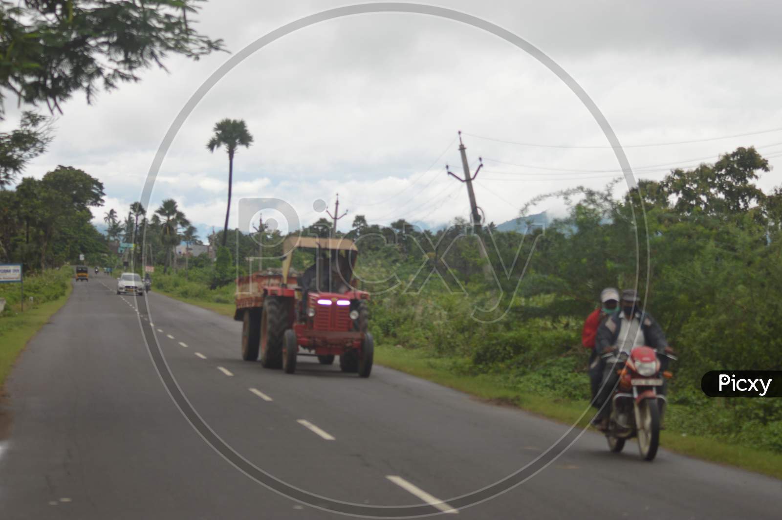 Indian village roads with tractor