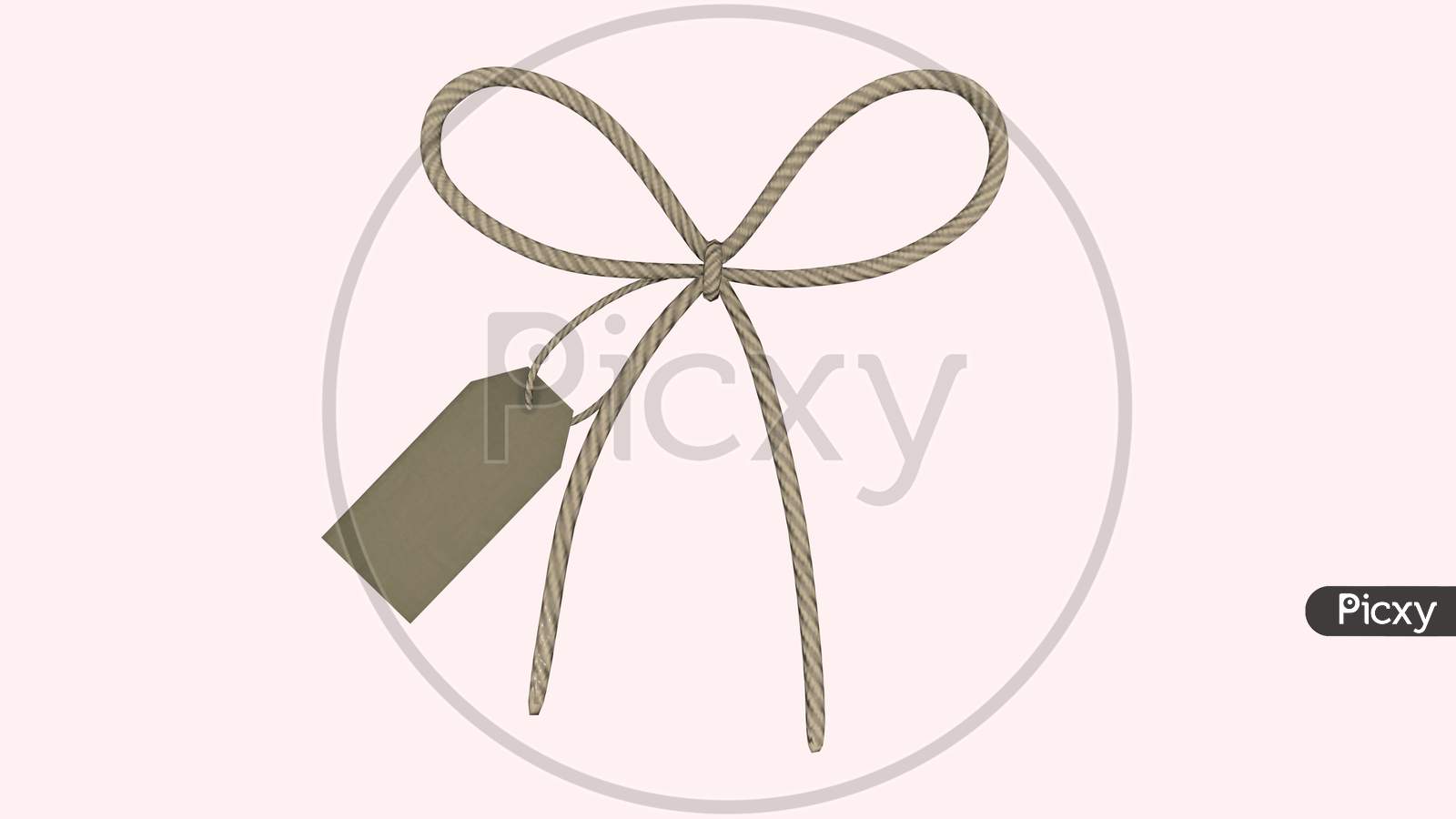 3D Render Price Tag With Rope Twine String Tied On Pink Background