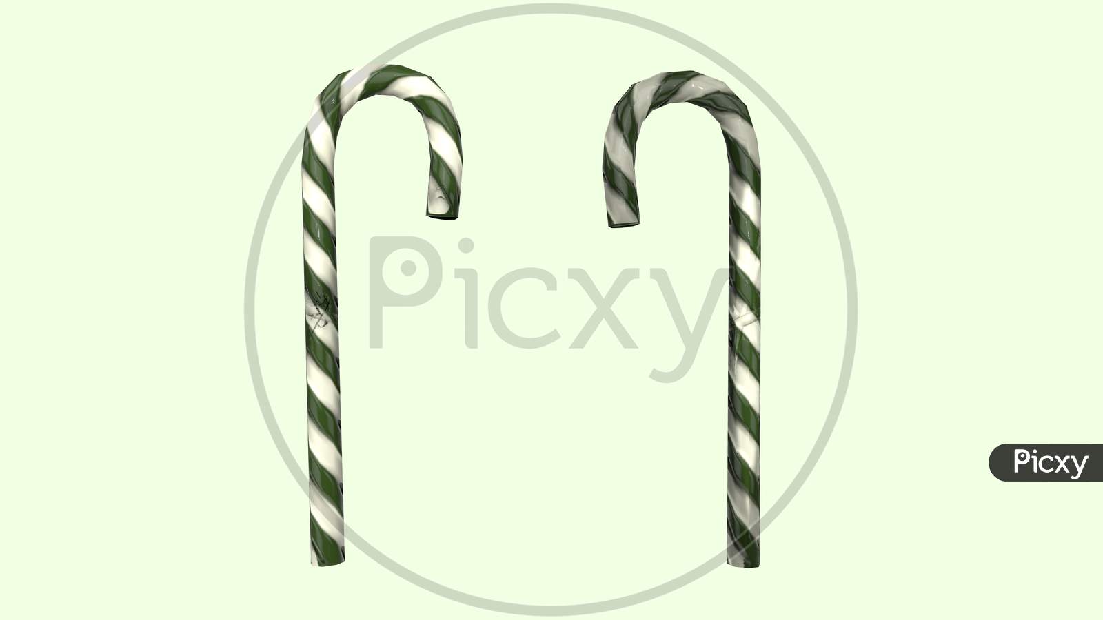 3D Render Traditional Christmas Sweets, Candy Cane Sweets On Pink Background