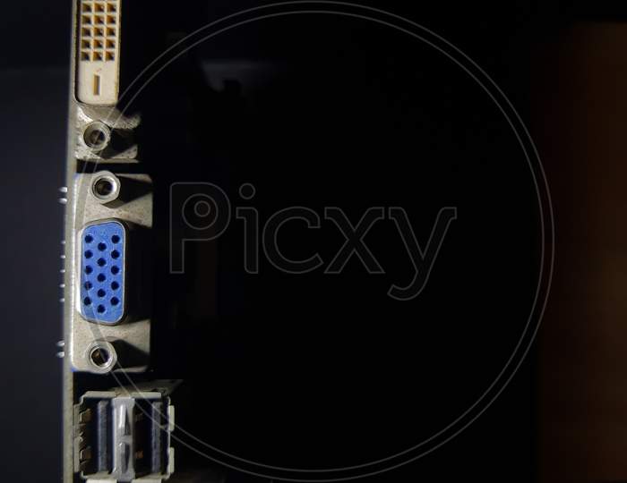Close-Up Isolated Photography Of Back Of Motherboard Port