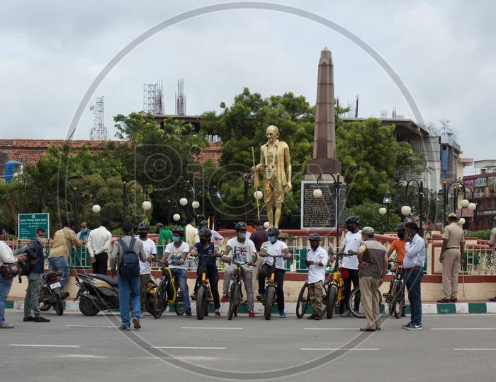 Independence celebrations at Mahatma Gandhi Circle at Mysore/India.