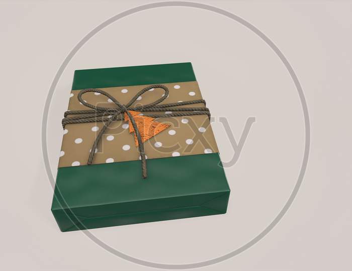 3D Rendering Christmas And New Year'S Day, Gift Box With Ribbon On Pink Background