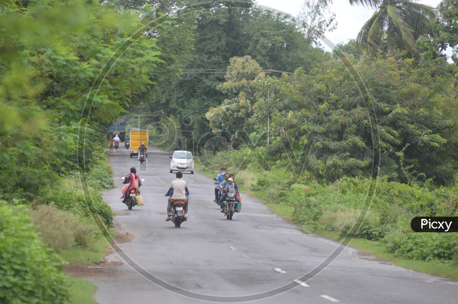 Indian village roads on a cloudy day