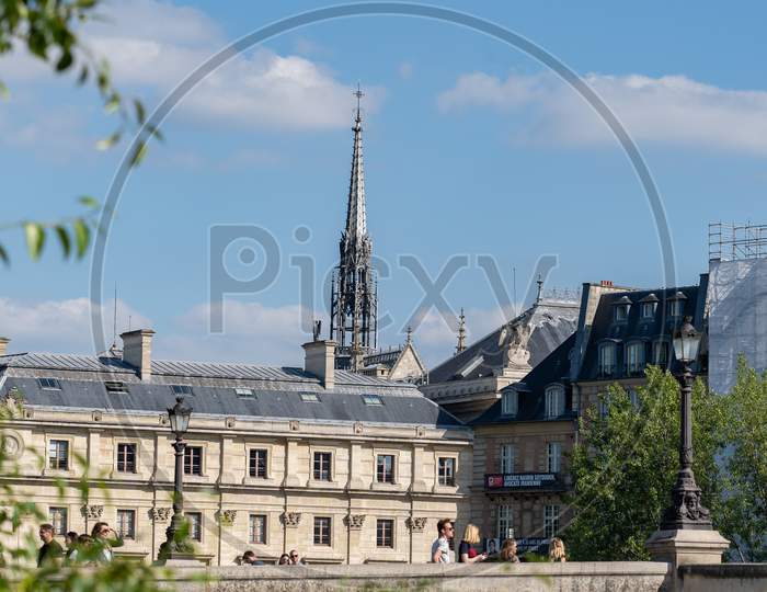 View From Pont Neuf To The Backside Palais De Justice At Paris On Cite Island. Paris - France, 31. may 2019