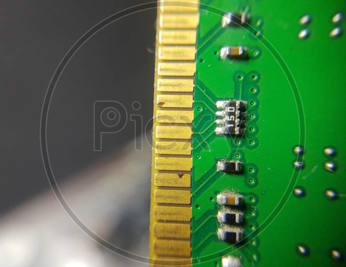 Ram Memory Circuit Board Of Computer Macro Close-Up, Computer Hardware Motherboard