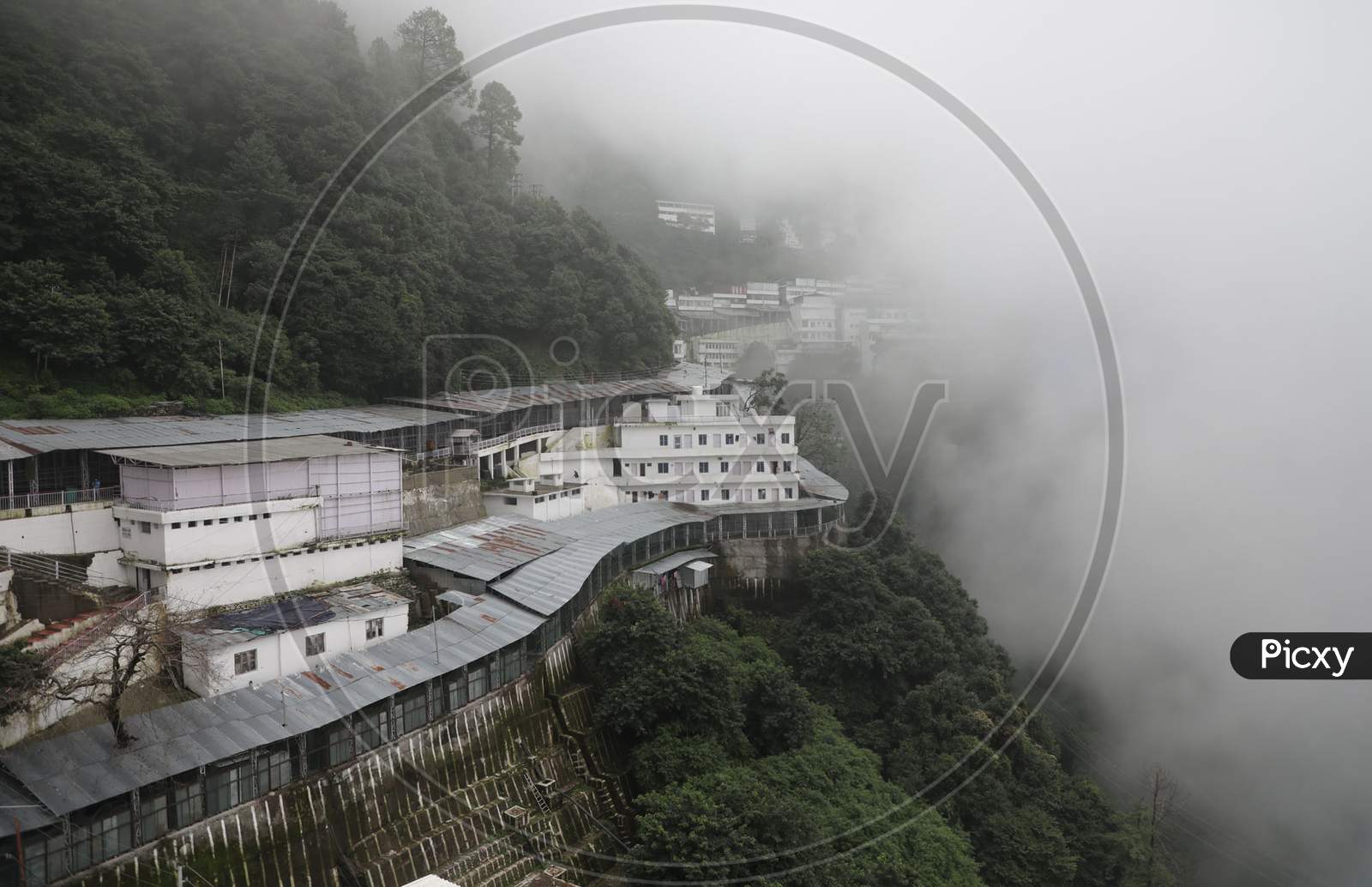 View of Vaishno Devi temple after authorities allowed re-opening of religious places in J&K, amid the ongoing COVID-19 pandemic, at Katra in Reasi district, Sunday, August. 16, 2020.