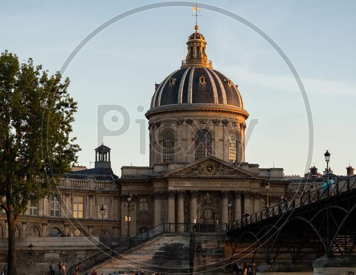 French Institute, The Institute Of France At Sunset, Seen From The Pont Des Arts. Paris - France, 31. May 2019.
