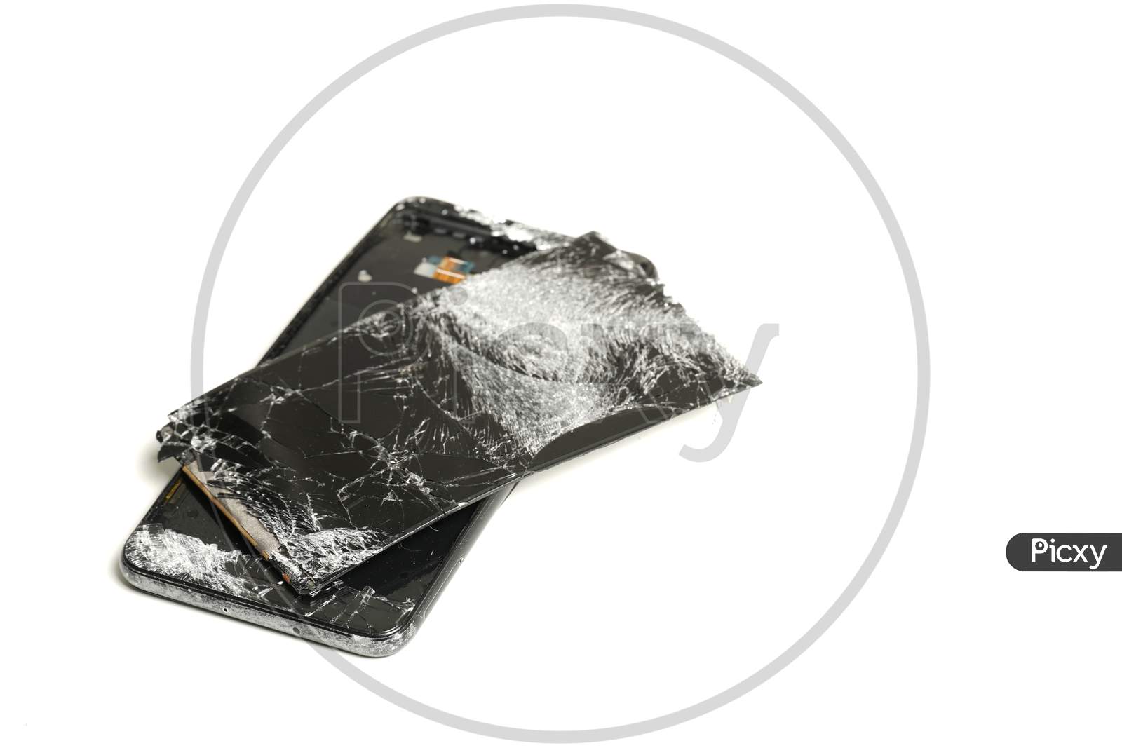 Broken Smartphone On A White Background