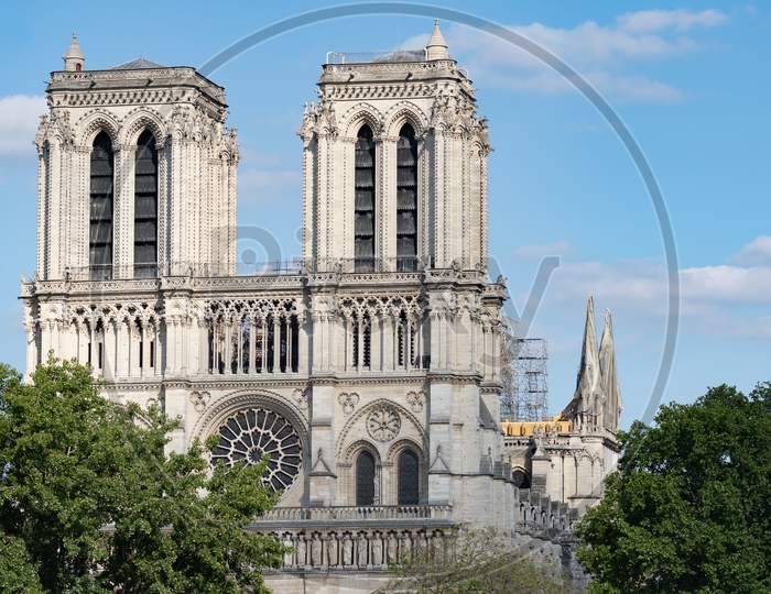 Rebuilding The Roof Of Notre-Dame After Fire. Paris - France, 31. May 2019