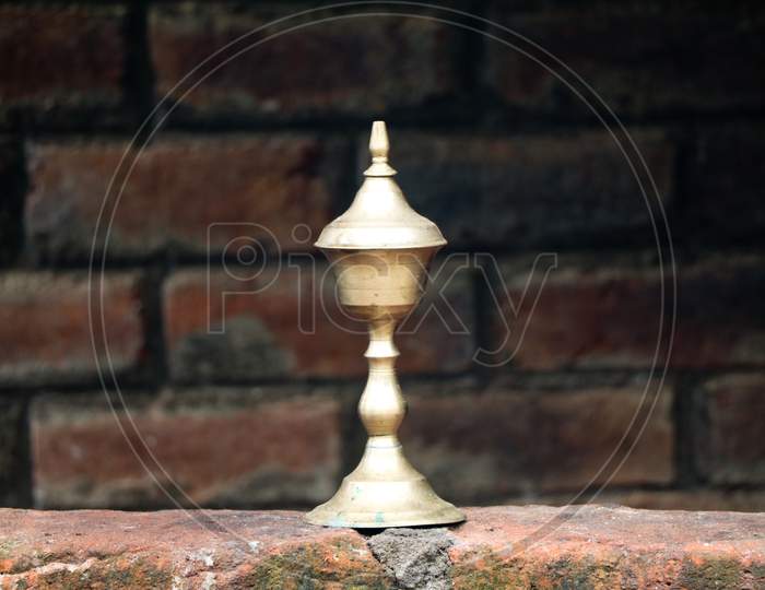 Old Kerosene Lamp Made Of Bronze Used In Kerala