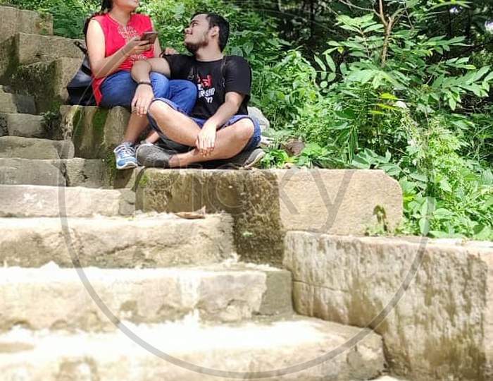 Near kamakhya temple two young lover spending quality time