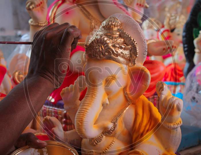 paint with brush Eco friendly Ganesha Chaturthi Special Ganesha Idol,paint to statue
