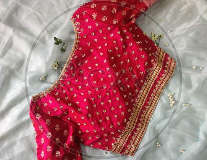 Indian red colour designer blouse
