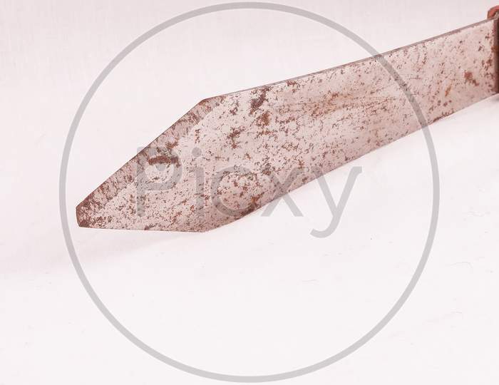 Vintage Rusty Throwing Knife On White Background
