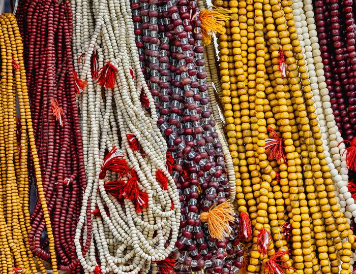 A Japamala or mala is a string of prayer beads commonly used in Hinduism.
