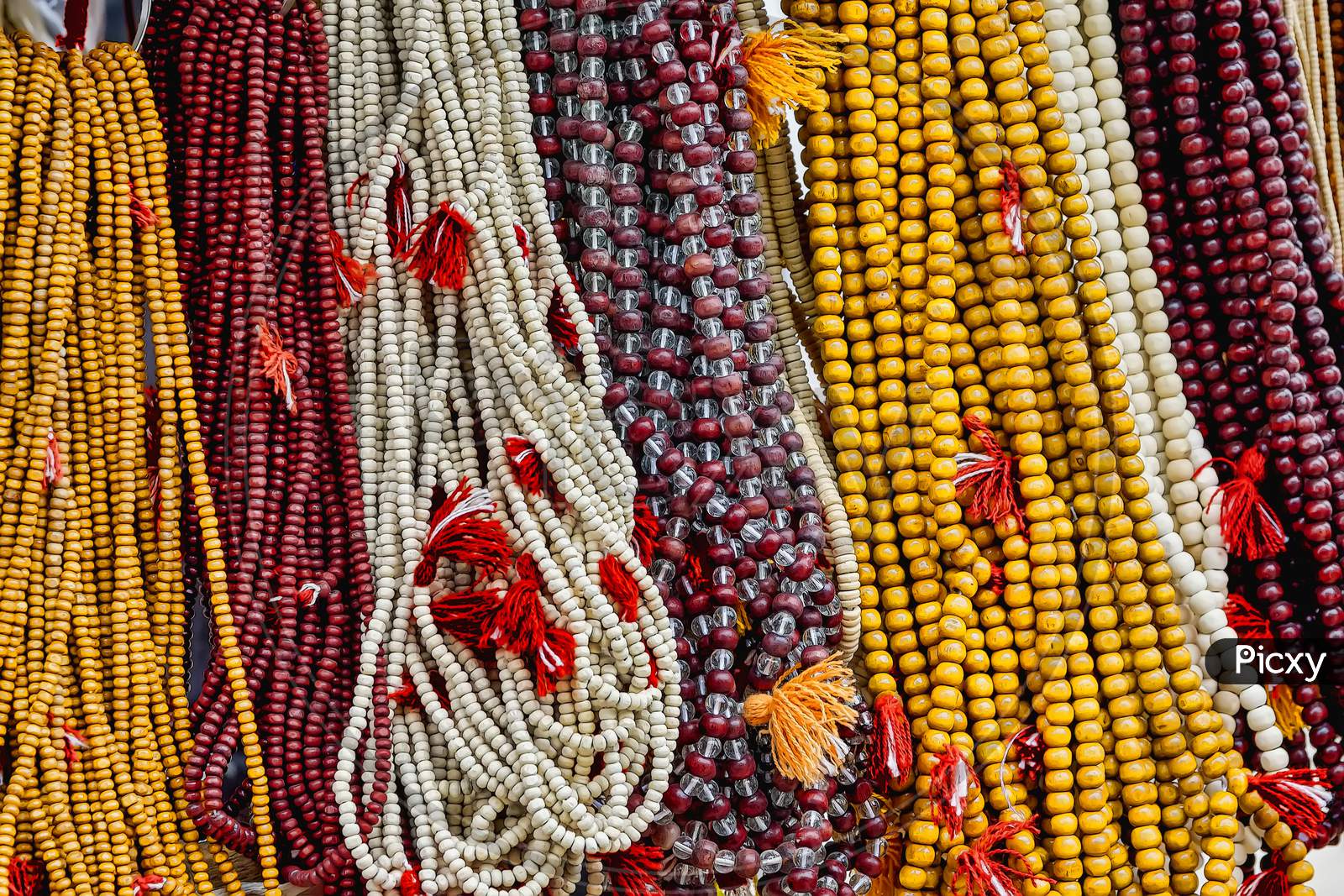 A Japamala or mala is a string of prayer beads commonly used in Hinduism.