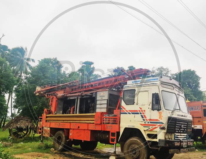 Indian trucks to dig borewells equipment