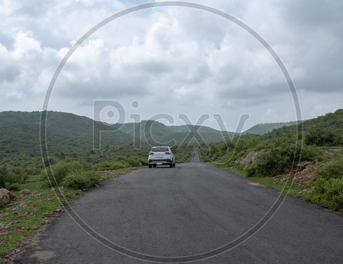 dausa, Rajasthan, India - aghust 15, 2020 driving on beautiful road in rajasthan.