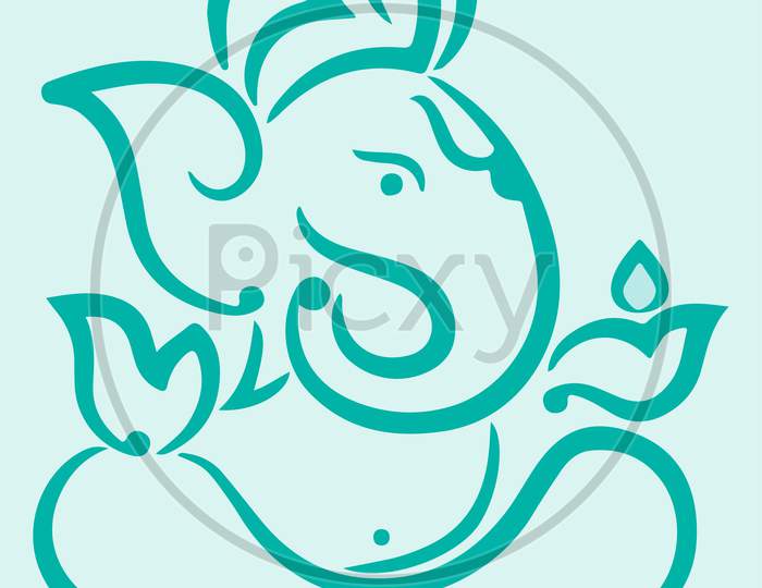 Drawing Of Lord Ganesha And Mouse Outline Editable Vector Illustration