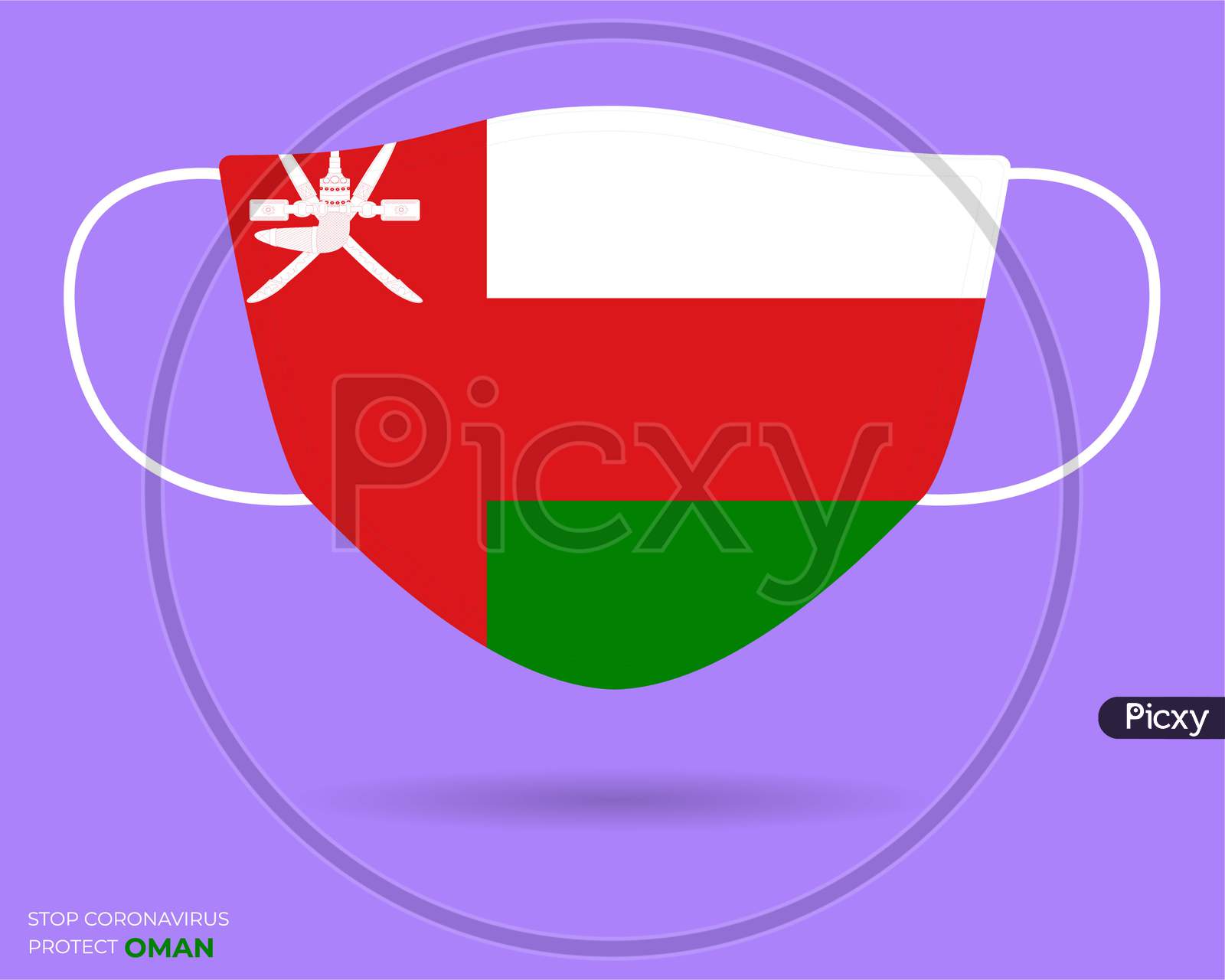 Coronavirus In Oman. Graphic Vector Of Surgical Mask With Oman Flag. (2019-Ncov Or Covid-19). Medical Face Mask As Concept Of Coronavirus Quarantine.Coronavirus Outbreak. Use For Printing Eps File.