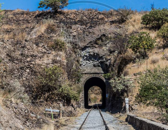 Train Tracks With A Tunnel Leading To Tequila Jalisco Mexico