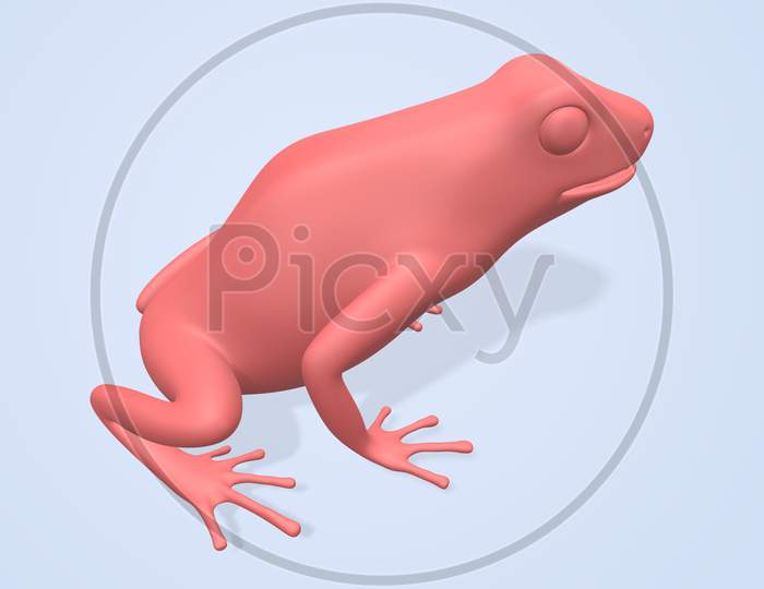 3D Render Prink Color Frog On White Background