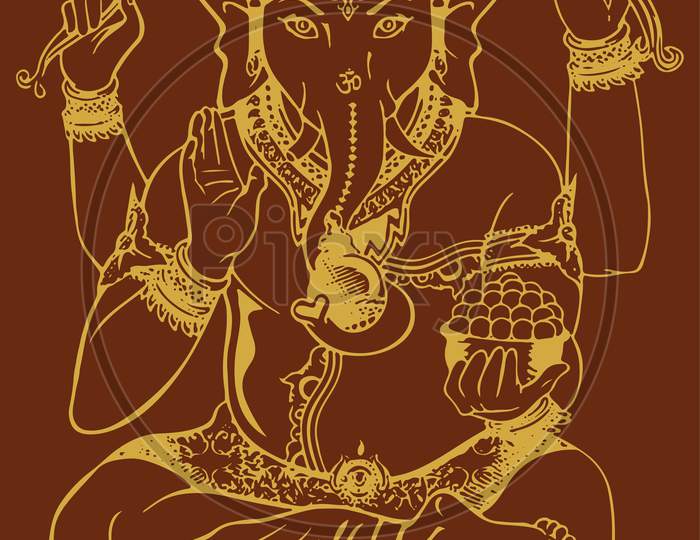 Drawing Of Lord Ganesha Sitting Outline Editable Vector Illustration