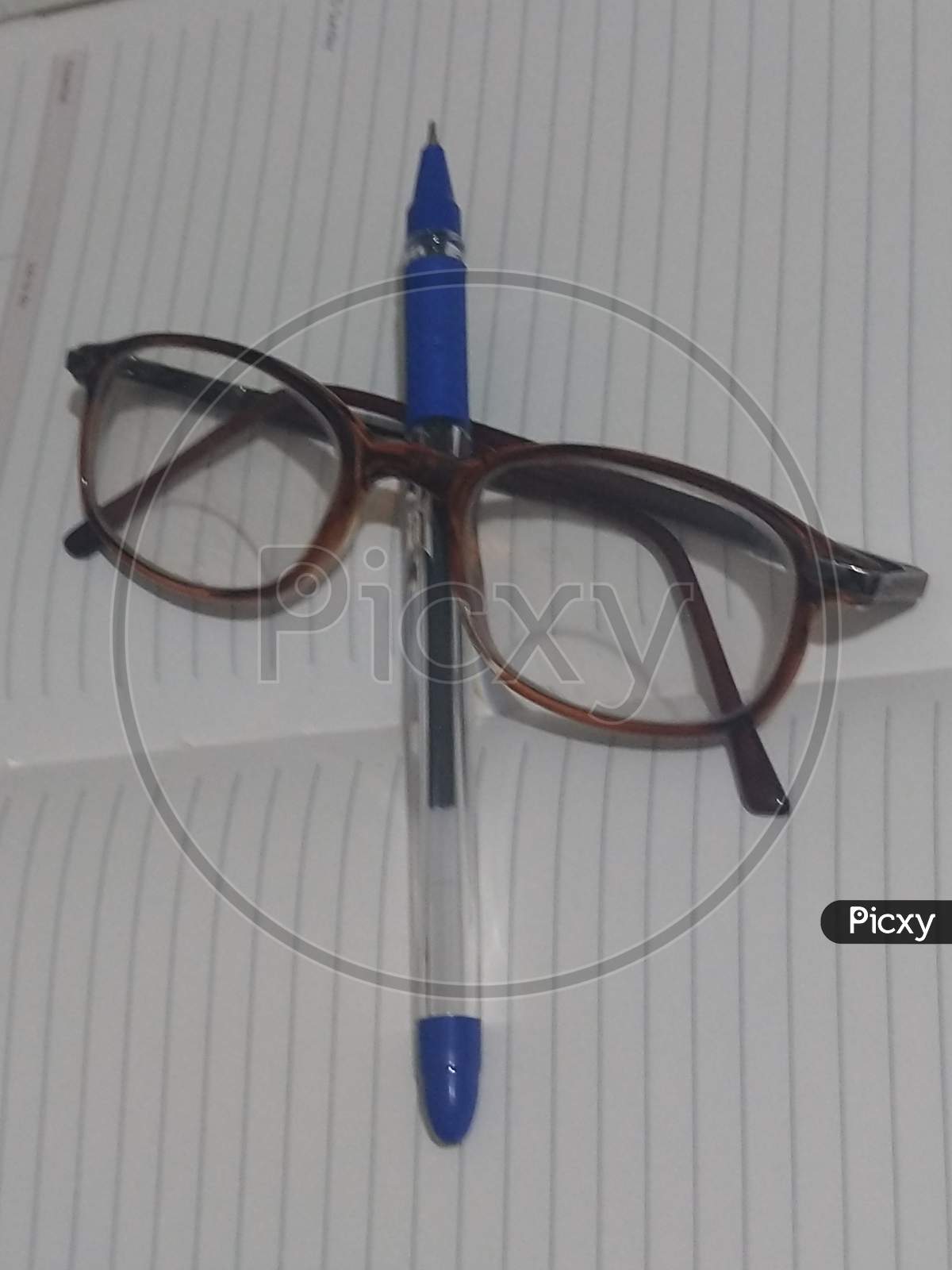 Goggle and ball pen on open pages of diary.