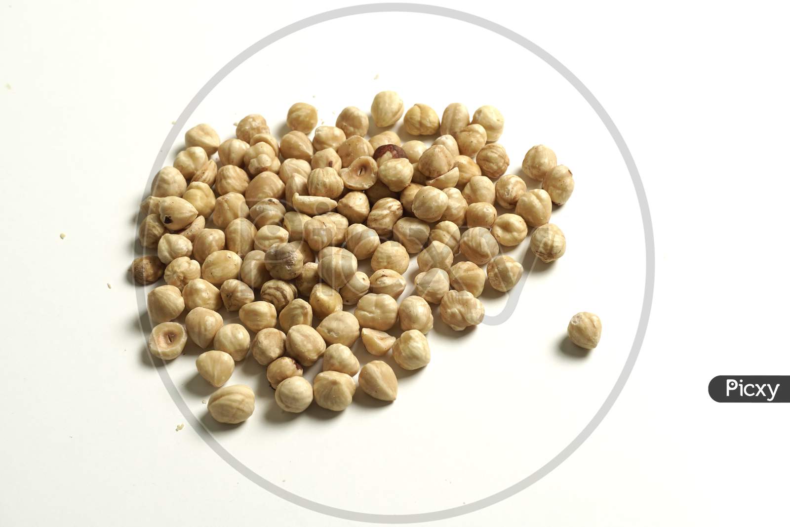 Chickpeas Together On A White Background With Copy Space