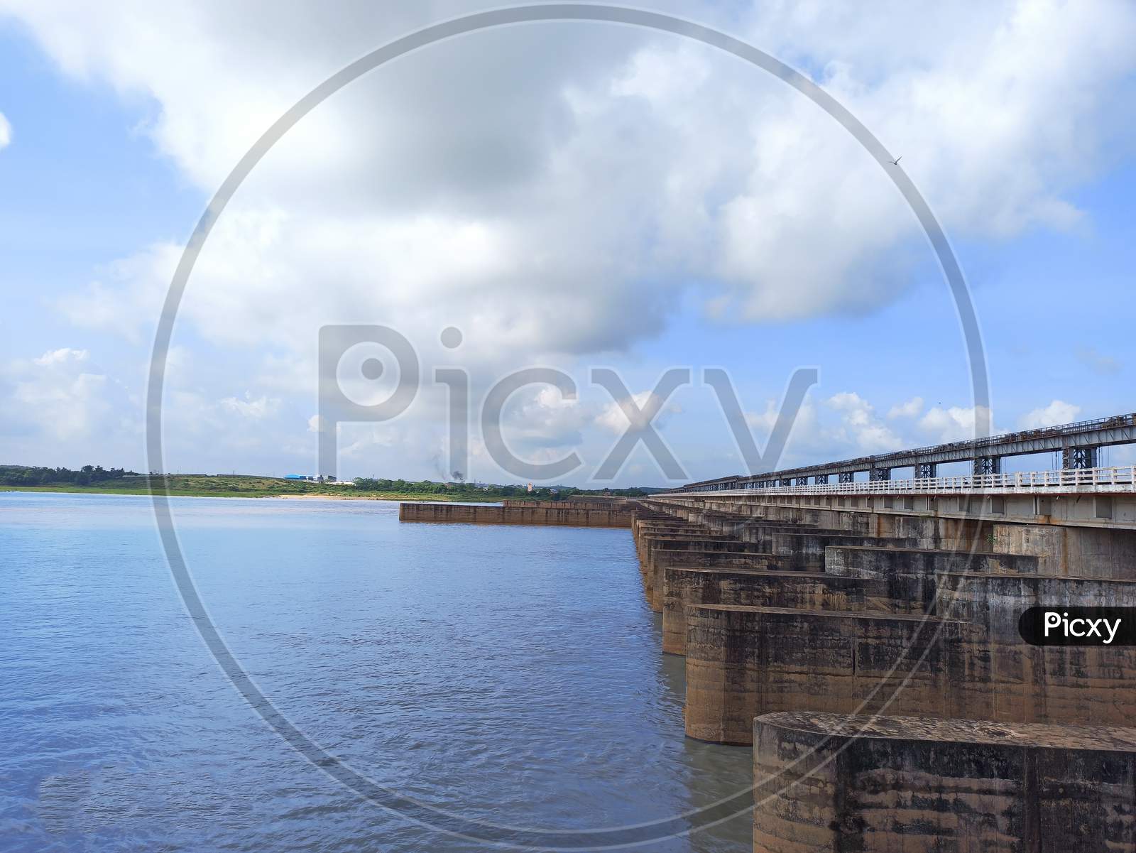 Dam bridge ;Naraj , cuttack ,Odisha / India - 19 August, 2020 ; A horizon view of Naraj dam photo taken in cuttack.