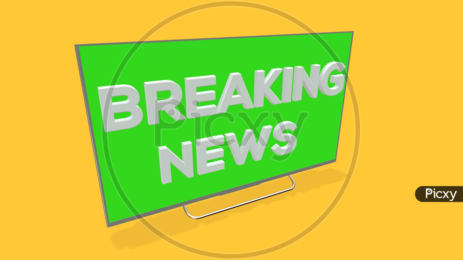 3D Illustration Of A Breaking News Tv Screen On Yellow Background