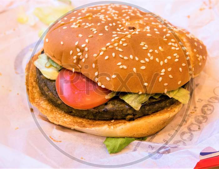 Fast Food Hamburger Frikadeller Closeup Image.