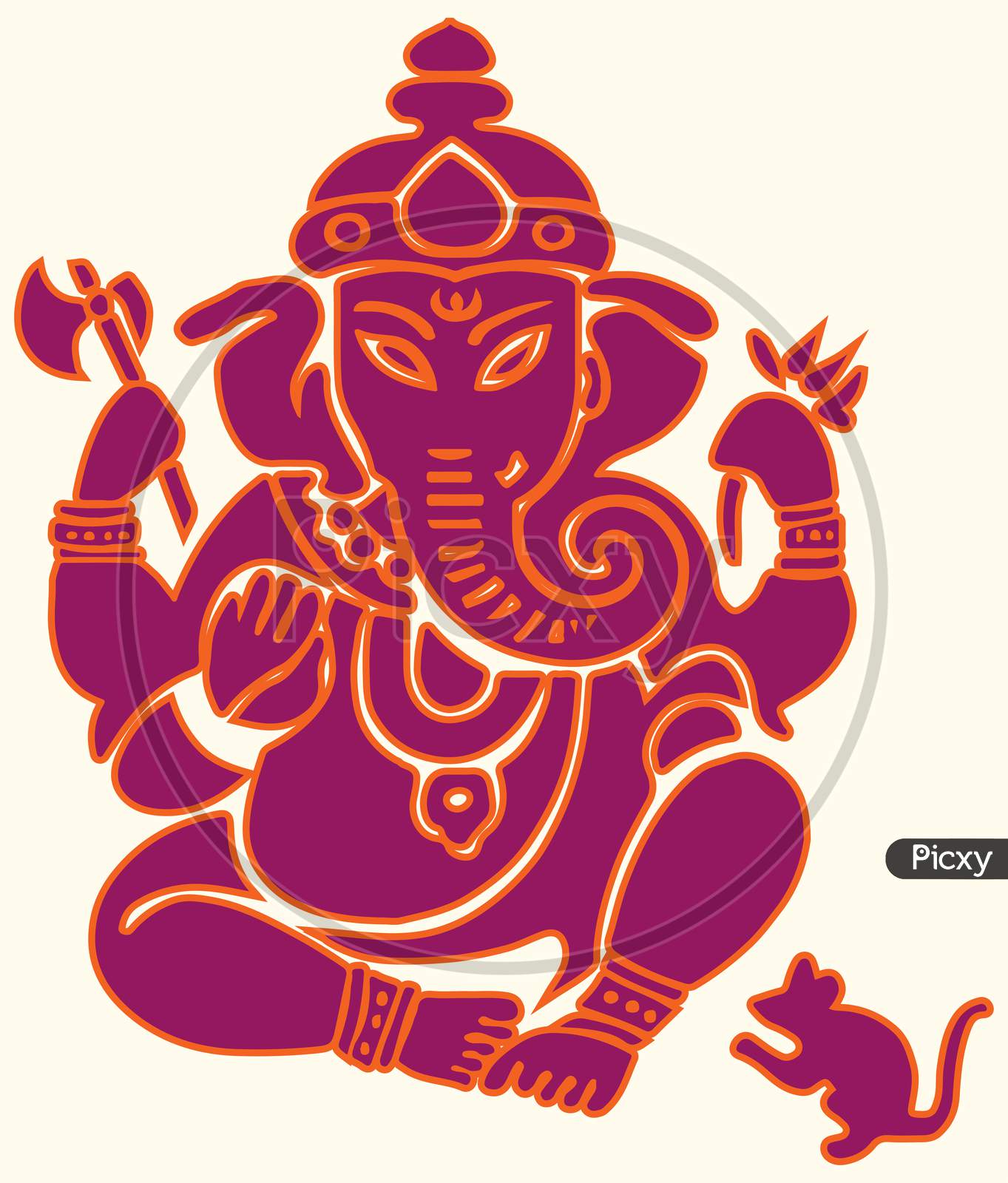 Drawing Of Hindu God, Lord Ganesha Vector Editable Outline Illustration