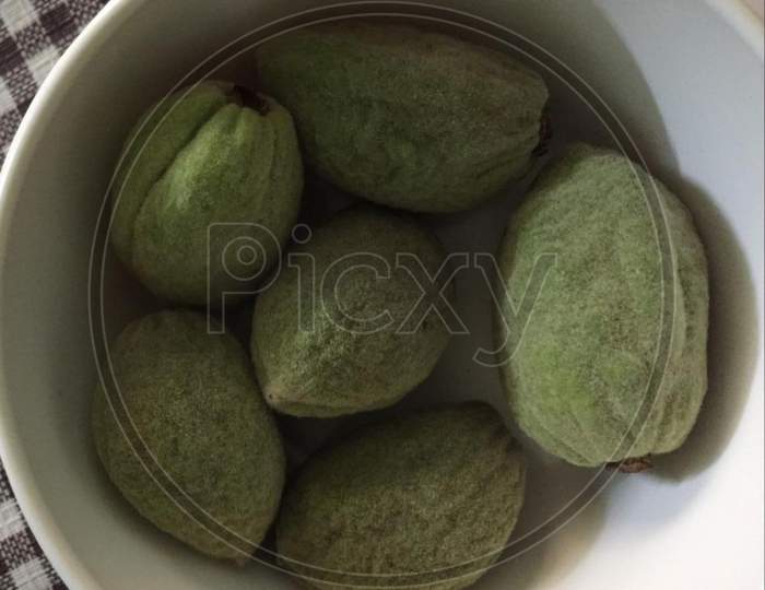 Green Almonds in a Bowl