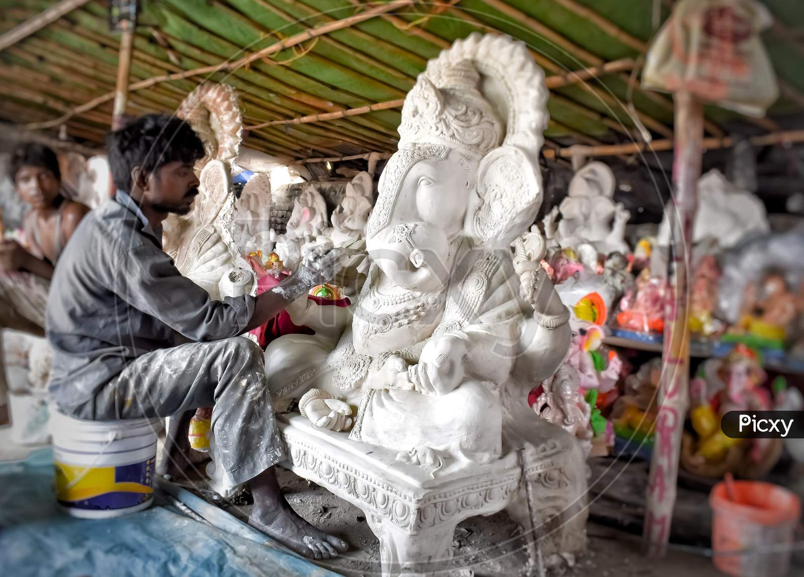 Lord Ganesha statue carving