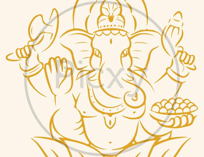 Drawing Of Lord Ganesha Sitting Outline Editable Vector Illustration
