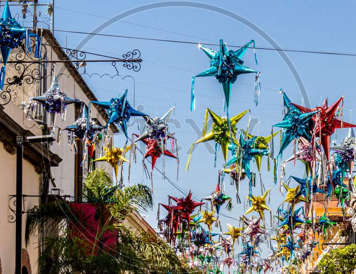 Piñatas Suspended On A Street In Tlaquepaque Jalisco Mexico
