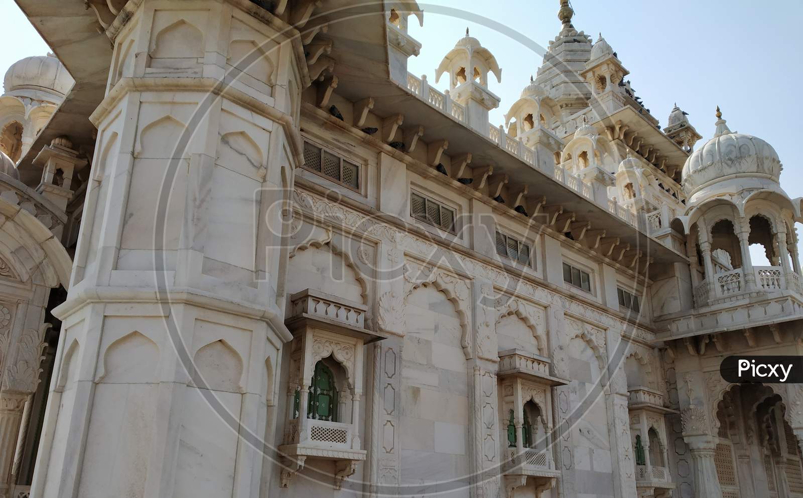 view of Jaswant Thada, a white mausoleum in Jodhpur