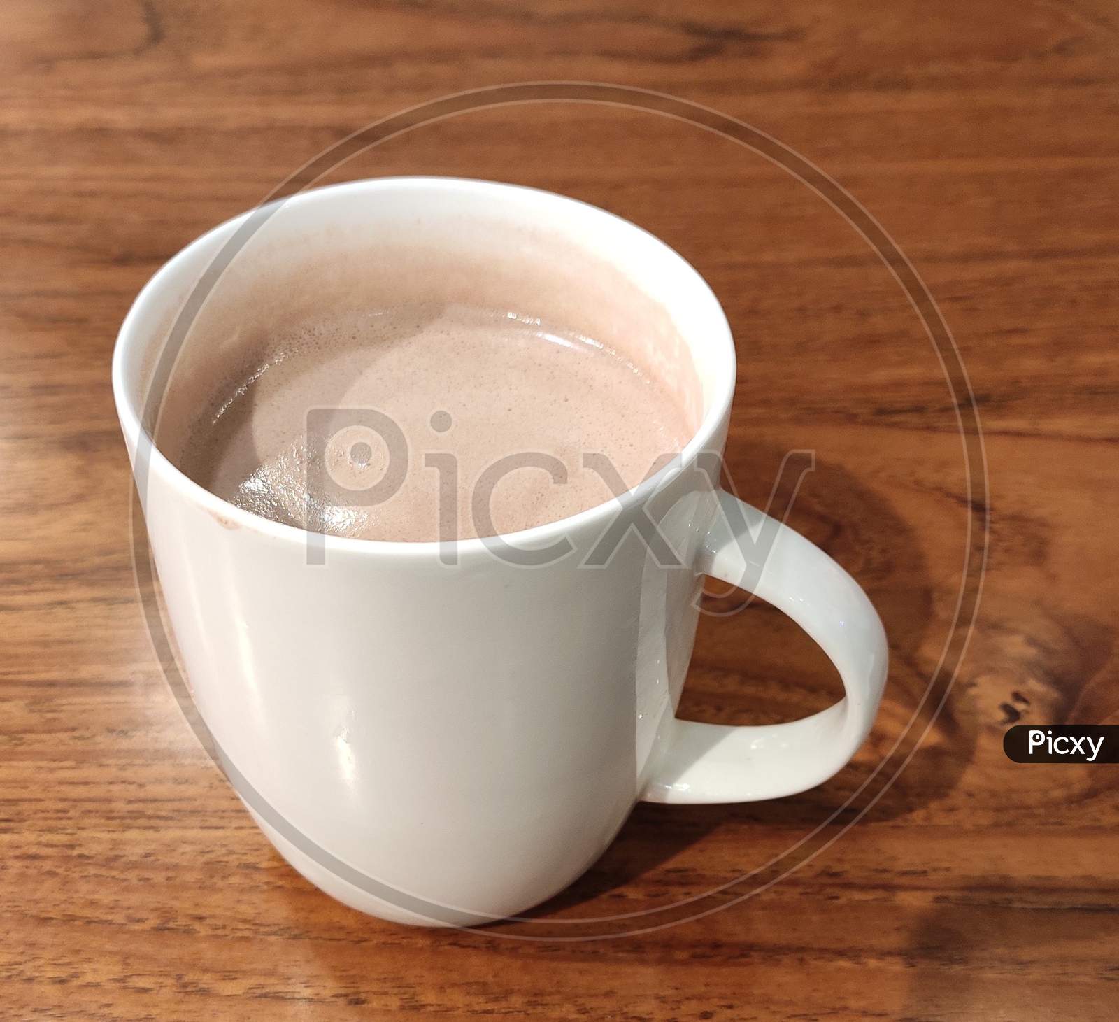 Coffee served in a beautiful ceramic mug