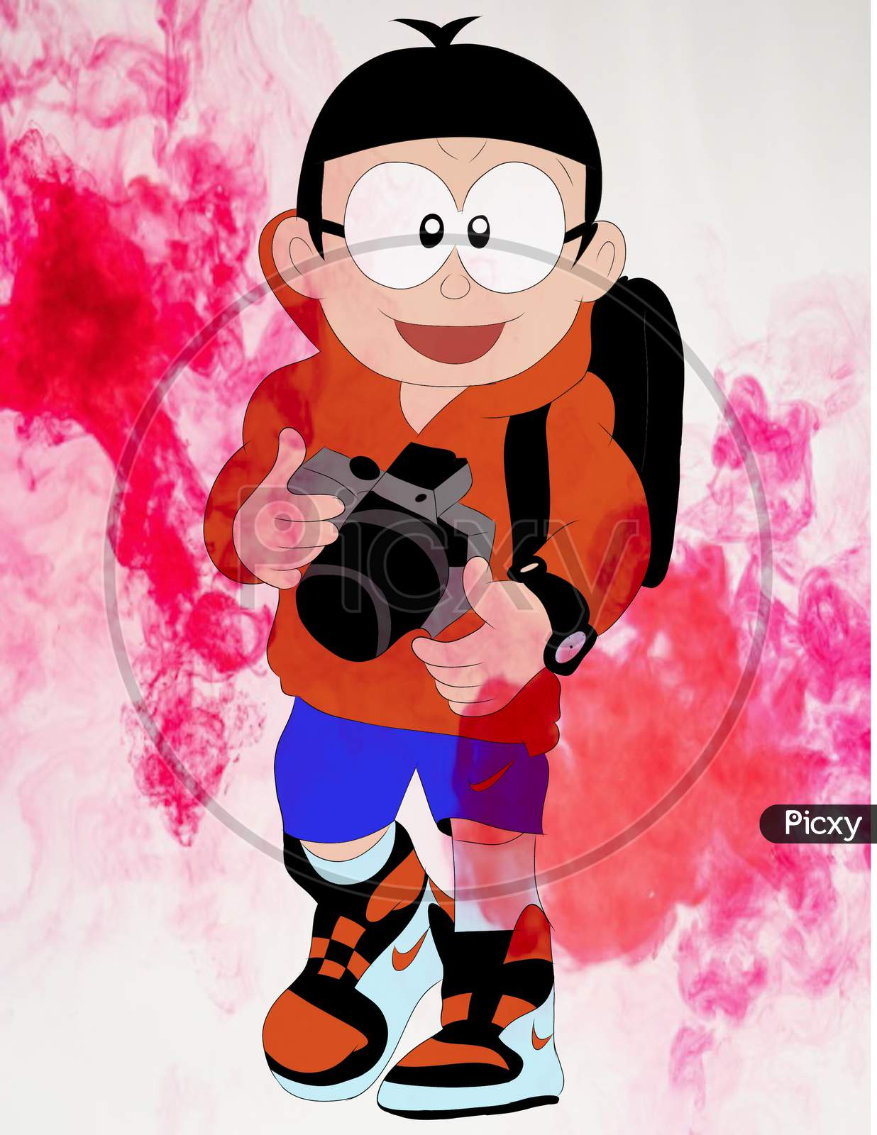 Art of boy with camera