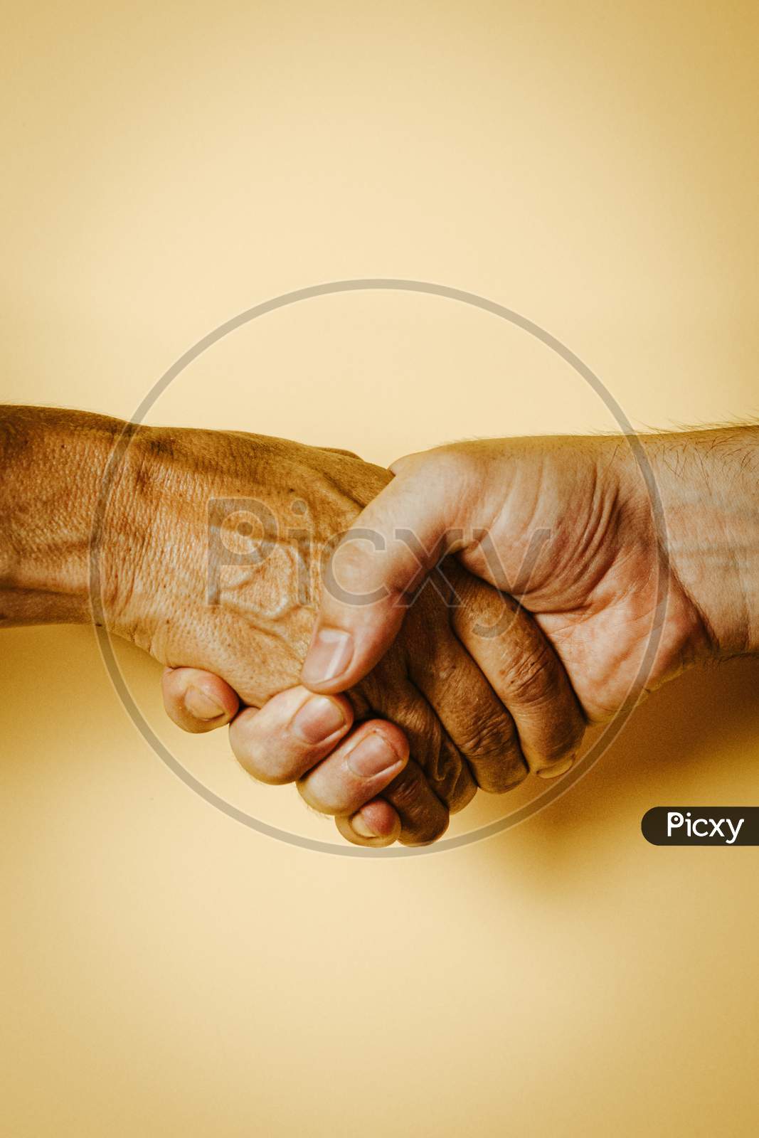 One Young And White Hand Shaking One Old And Black Hand