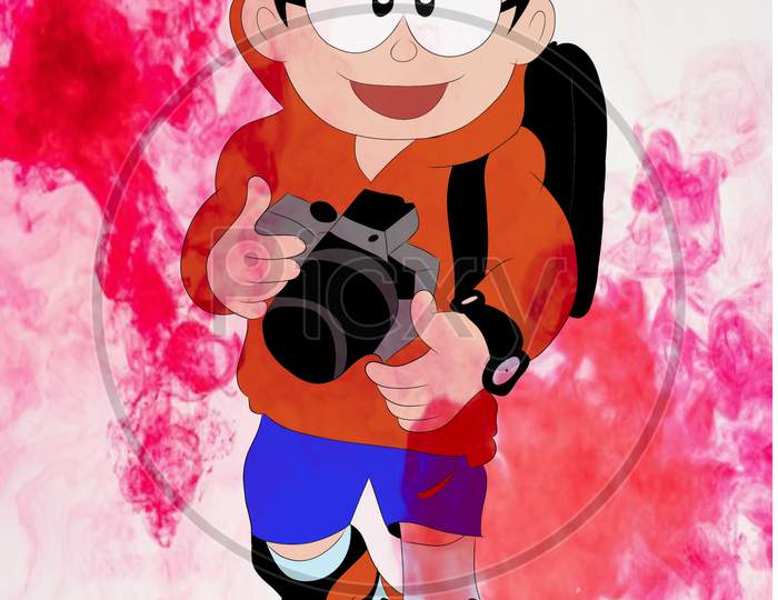 Art of boy with camera