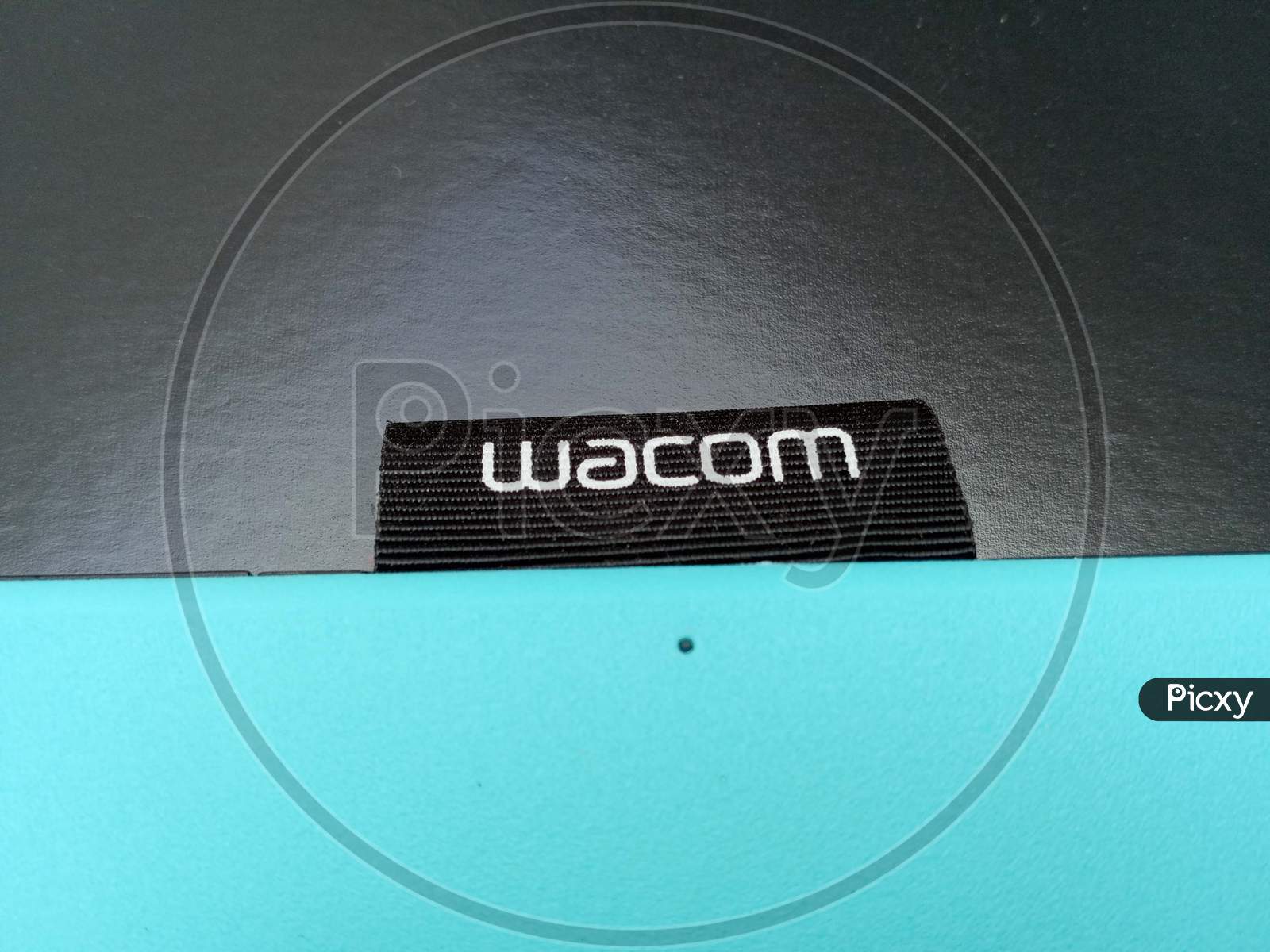 Wacom logo close up on a its product,