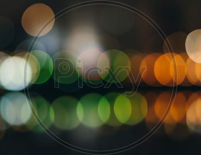 Unfocused Abstract Bokeh. Defocused And Blurred Many Round Light