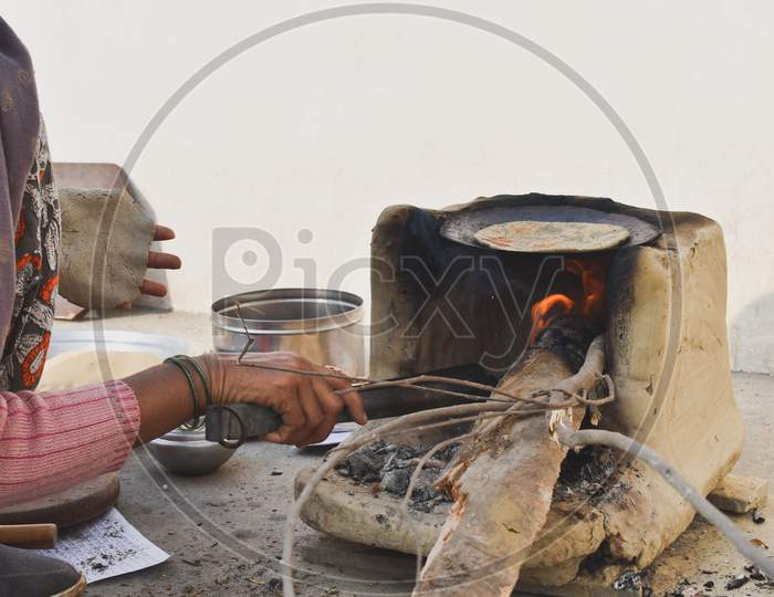Rural woman cooking
