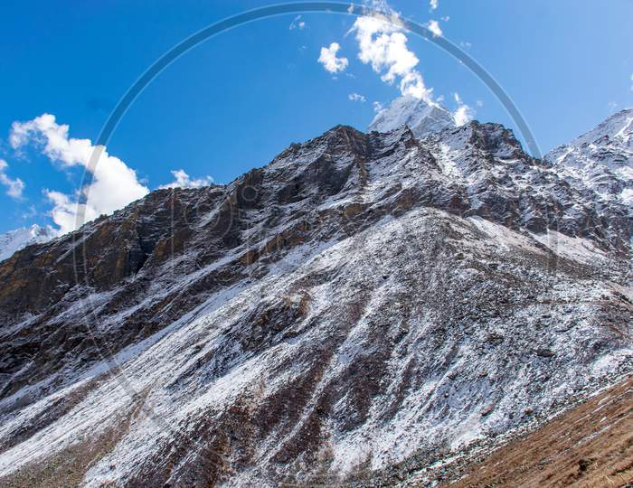Beautiful landscape of Mountain glacier in Uttarakhand garhwal himalayan range at Satopant near Badrinath Mana Village. During Satopanth tal trek