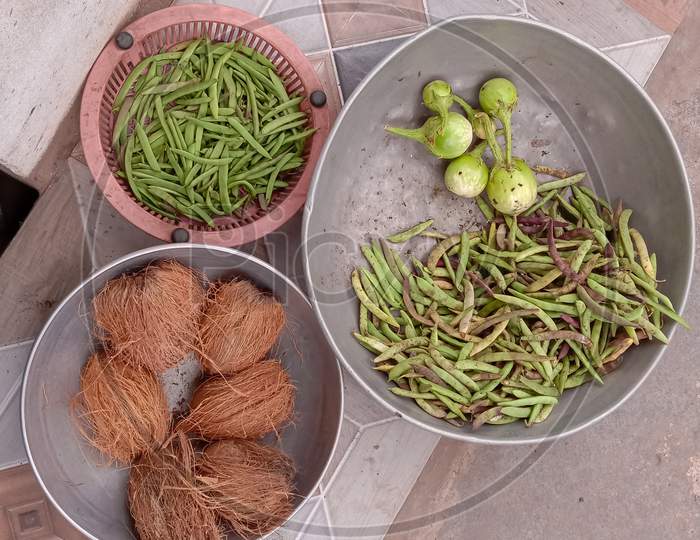 Coconut,brinjal & fava beans for sell