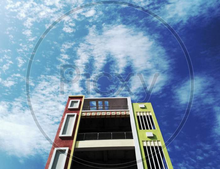 Colour full building with blue sky