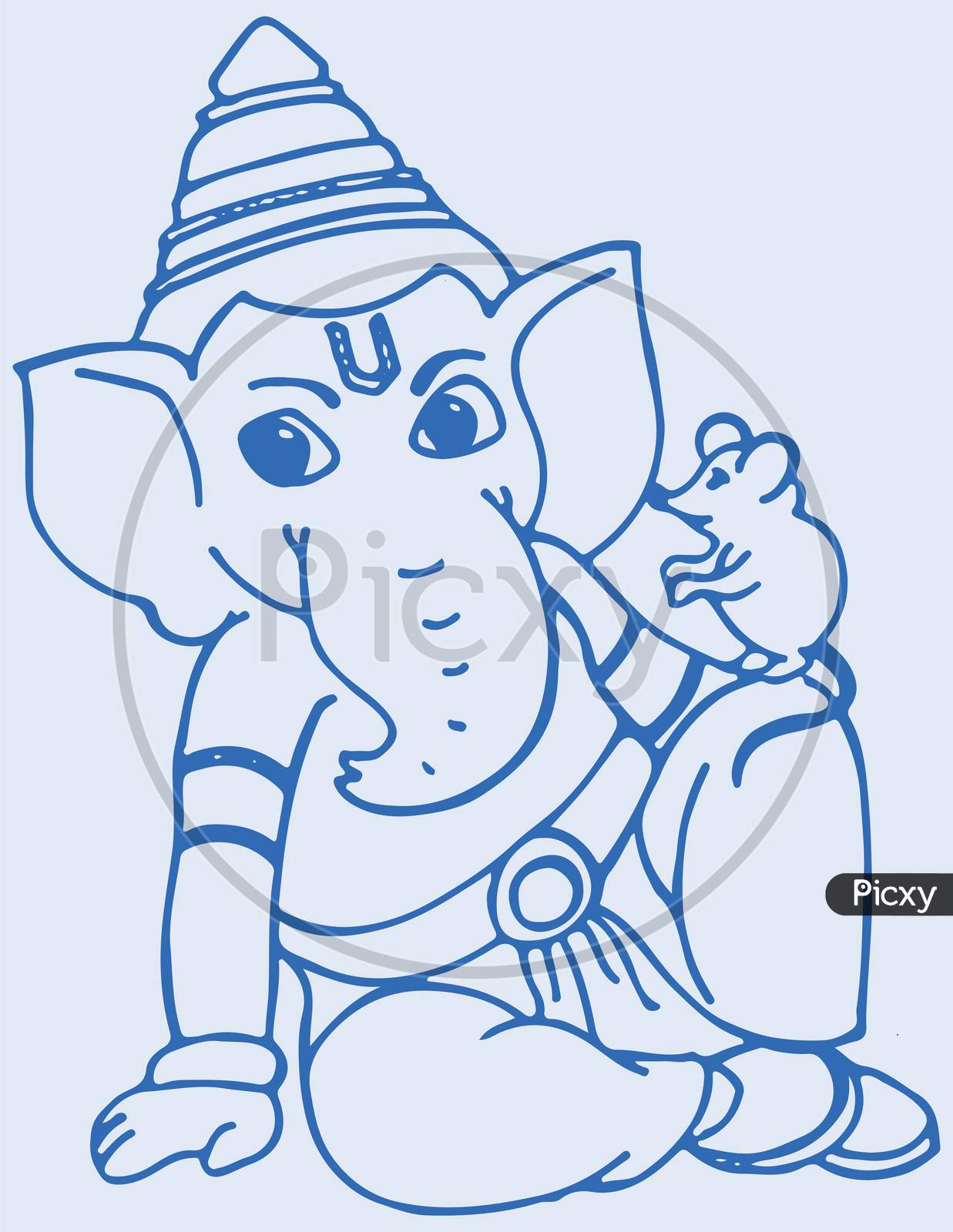Sketch Of Hindu God Lord Ganesha Outline Editable Vector Illustration