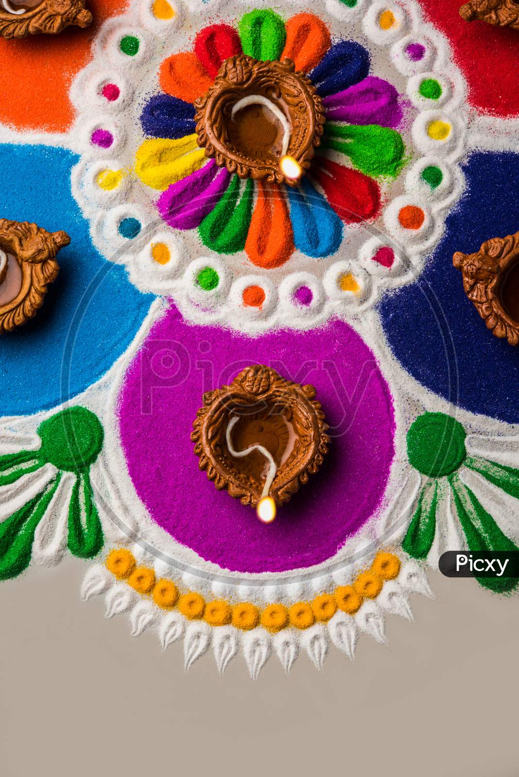 Image of Rangoli Design Made With Colourful Powder For Diwali ...